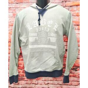 Blac Label Premium Sweatshirt Men Large Gray Blue Long Sleeve Hooded Y2K